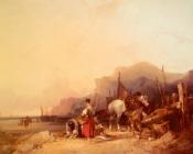 威廉 谢耶 : Unloading The Catch Near Benchurch Isle Of Wight